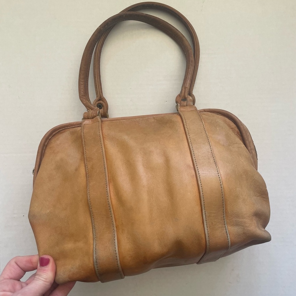 VTG 80s 90s COACH Satchel Purse Handbag Tan Leather Dr Bag 5731 Distressed - Picture 3 of 10